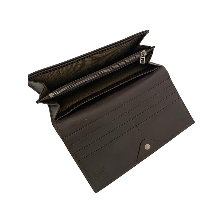 Fendi - FF Zucca Brown Leather Long Wallet