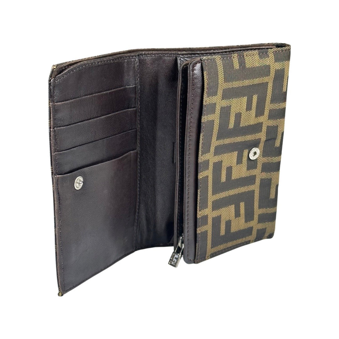Fendi FF Zucca Brown Leather Long Wallet | Fomo Rochester, NY
