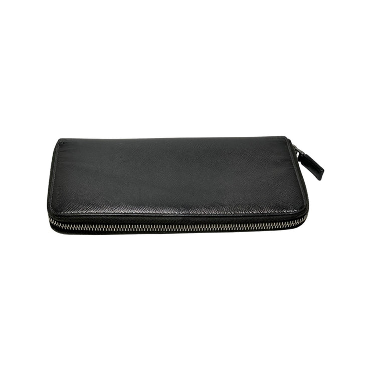 Prada - Metallic Pewter Saffiano Leather Zip Wallet